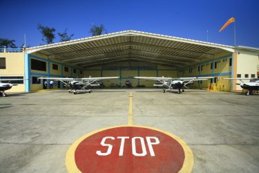 AAA Academy aircraft hangar and flight training facilities at Iba Airport campus