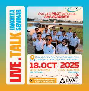 18 Oktober – Seminar GRATIS di Jakarta! GoWork Central Park | Untuk calon pilot Klik untuk detail & pendaftaran