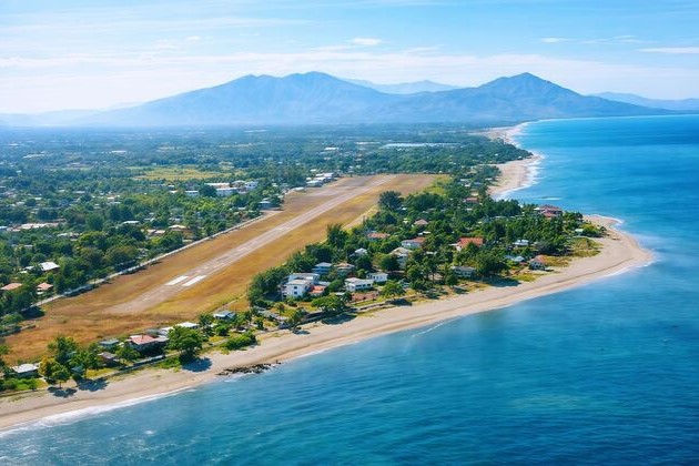 Aerial view of Iba Airport coastal training environment in Zambales Philippines