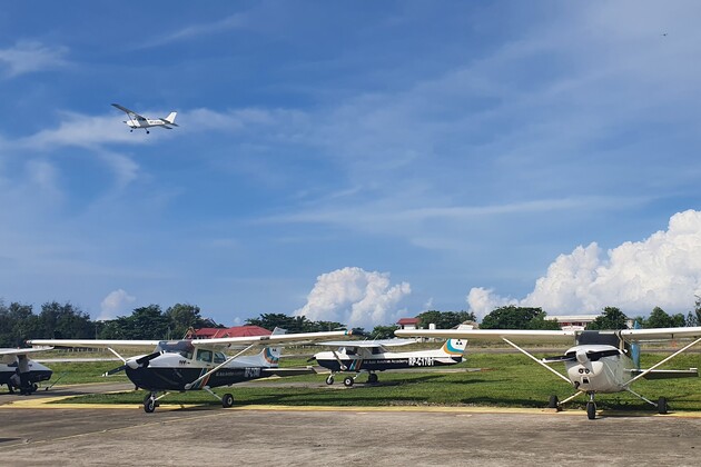 Training aircraft taking off at Iba Airport with clear uncongested airspace