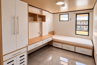 Single-room student dormitory inside AAA Academy campus at Iba Airport