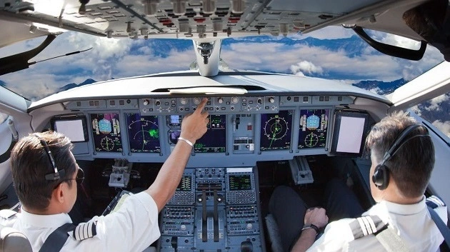 Airline cockpit illustrating advanced pilot training