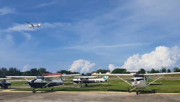 AAA Academy training aircraft at Iba Airport in Zambales, Philippines