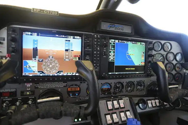 Cockpit of AAA's TECNAM P2006T multi-engine training aircraft